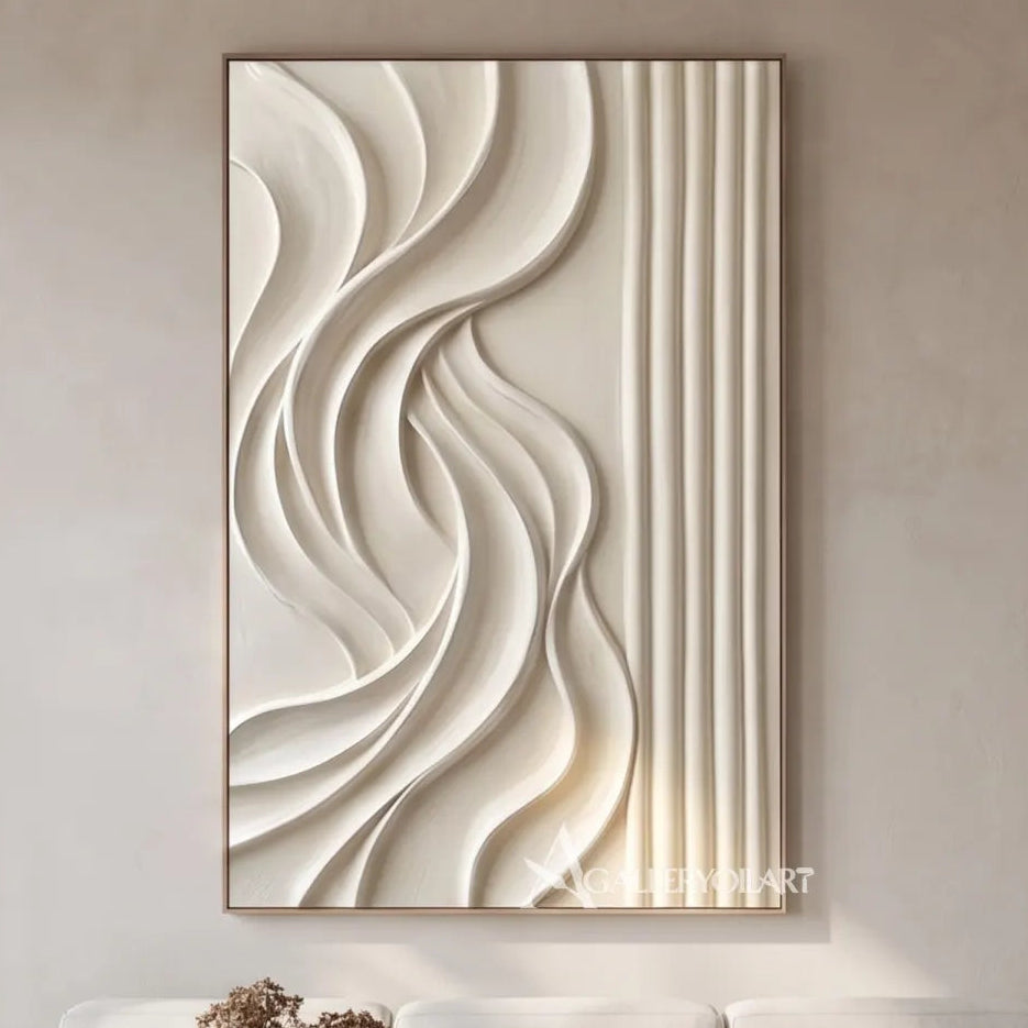 Textured-3D-white-flowing-wave-relief-painting-above-a-modern-living-room-sofa